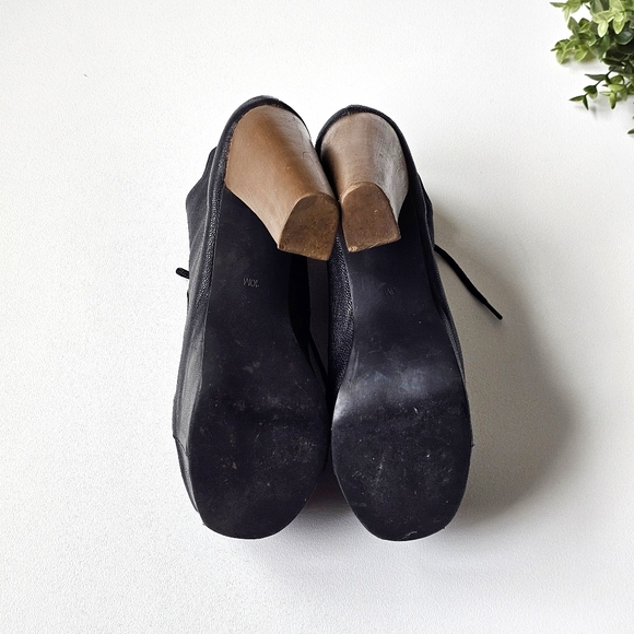 Jeffrey Campbell Lita Black Leather Platform Booties 10M Wood Heel Lace Up - Picture 12 of 16